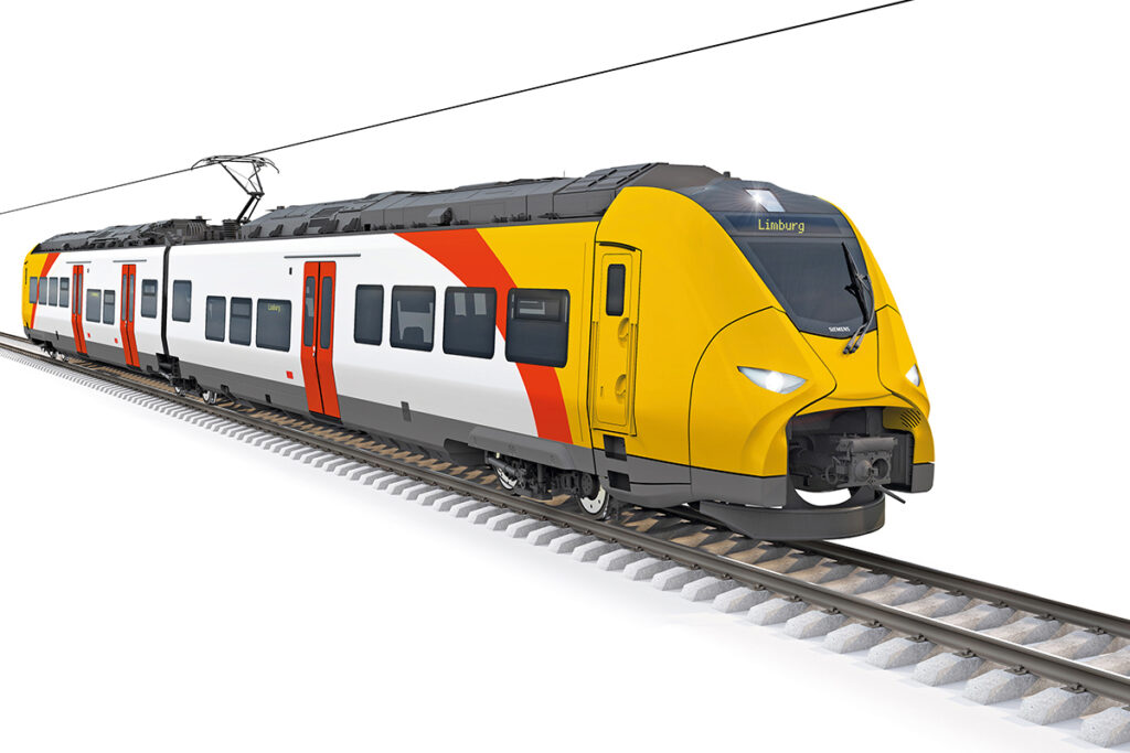 Die neuen Siemens Mireo Plus B werden in den Farben der Hessischen Landesbahn (HLB) lackiert.