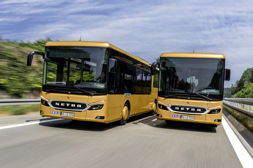 Auf der Busworld hat die neue Baureihe Setra MultiClass LE (Low Entry) für den Stadt- und Überlandverkehr Messepremiere.