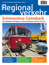 Titelbild Regionalverkehr 6/2024 mit Schienenbus auf der innotrans 2024