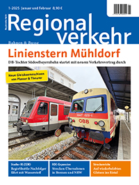 Titelbild der Ausgabe 1/2025 der Fachzeitschrift Regionalverkehr, Schlagzeite Linienstern Mühldorf.