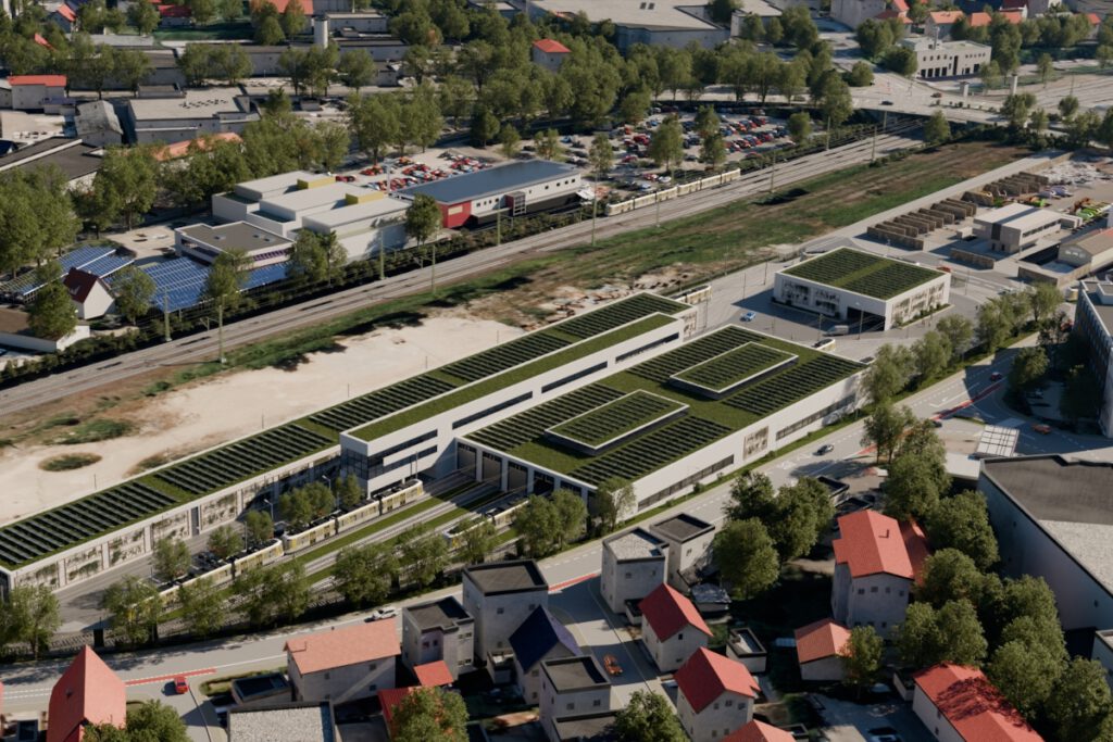 Ein Betriebsgelände mit Zuggleisen