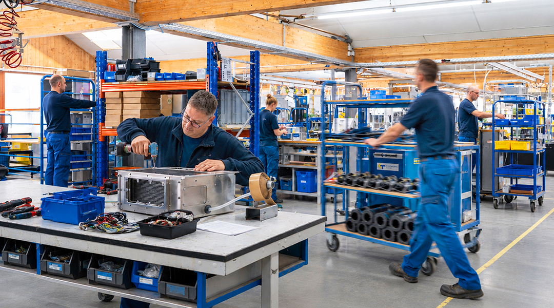 Mehrere Personen arbeiten in einem Raum.