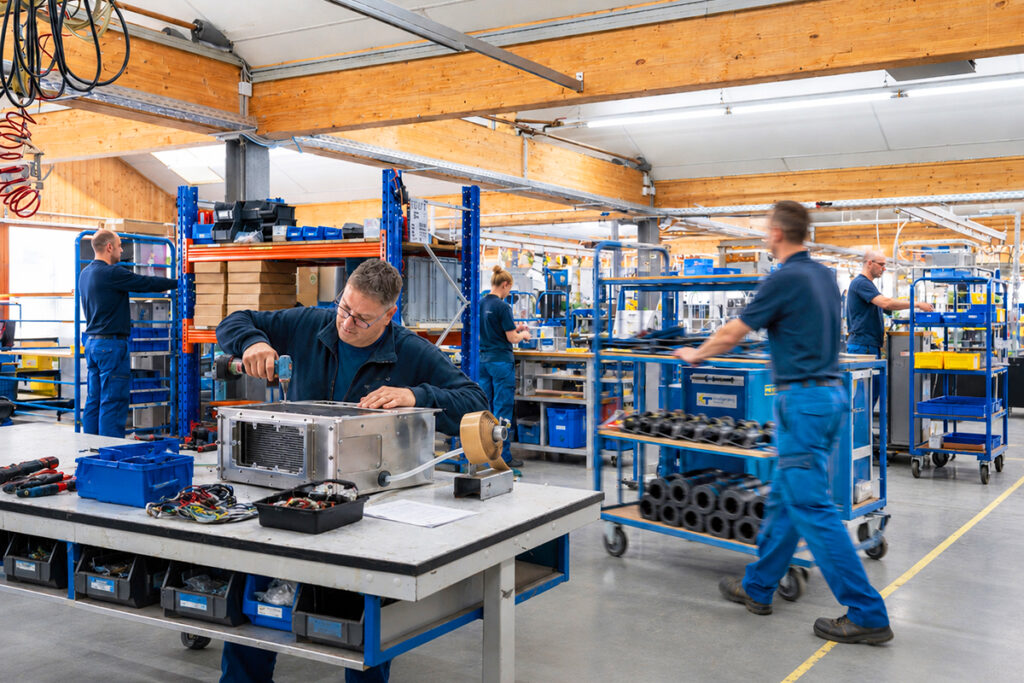 Mehrere Personen arbeiten in einem Raum.