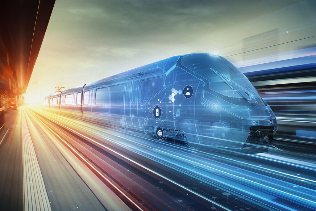 Visualisierung eines fahrenden Zuges.