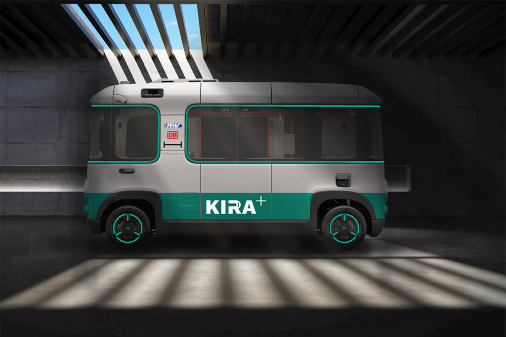 Visualisierung eines autonomen Shuttles.